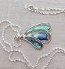 Chain Pendant, abalone in sterling silver, feather shape