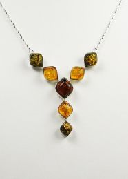 Necklace, Amber, multi-color