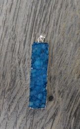 Pendant, Druzy in Silver, blue quartz crystals