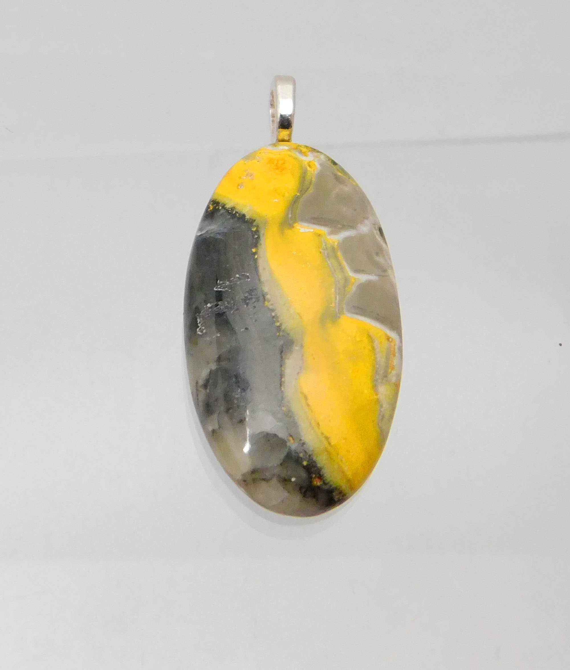 Pendant, Bumble Bee Jasper with silver bail