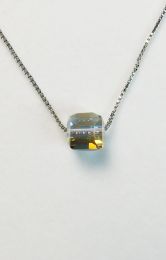 Chain Pendant, crystal cube, rainbow magic