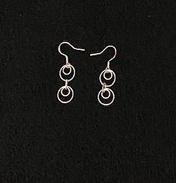 Earrings, Sterling Silver, Double Circles