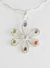 Chain Pendant, gem flower, gemstones and sterling silver