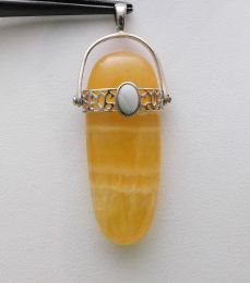 Pendant, Fluorite, yellow with opal accent