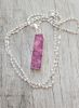 Chain Pendant, pink Druzy rectangle