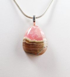 Chain Pendant, Rhodochrosite Pink & Brown