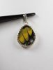 Pendant, small butterfly-wing black/gold, pear shape