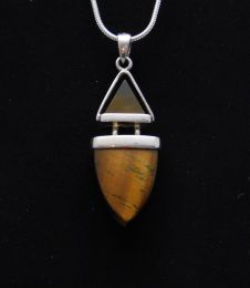 Chain Pendant, Tigers Eye, double triangle