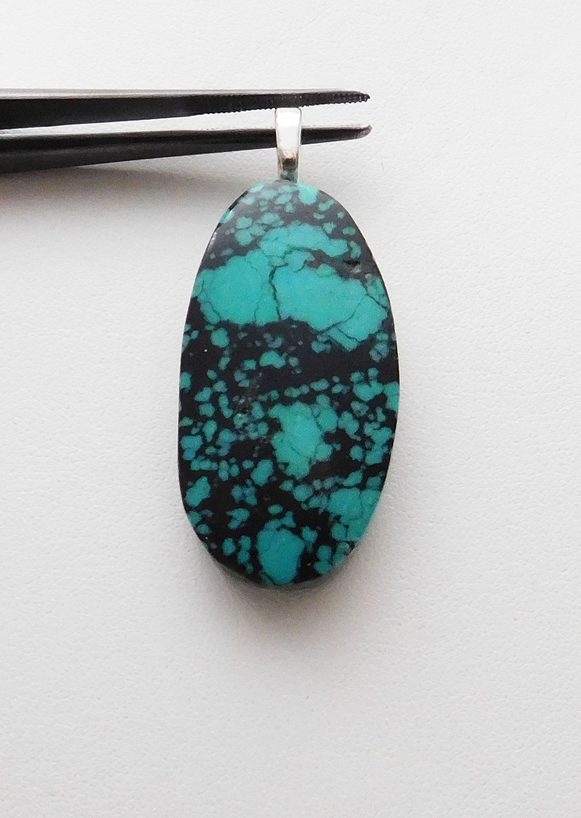 Pendant, Turquoise, blue oval